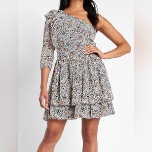 One Shoulder Ruffle Mini Dress